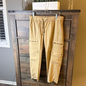 Banana Republic Mustard-Tan Cargo Drawstring Pants